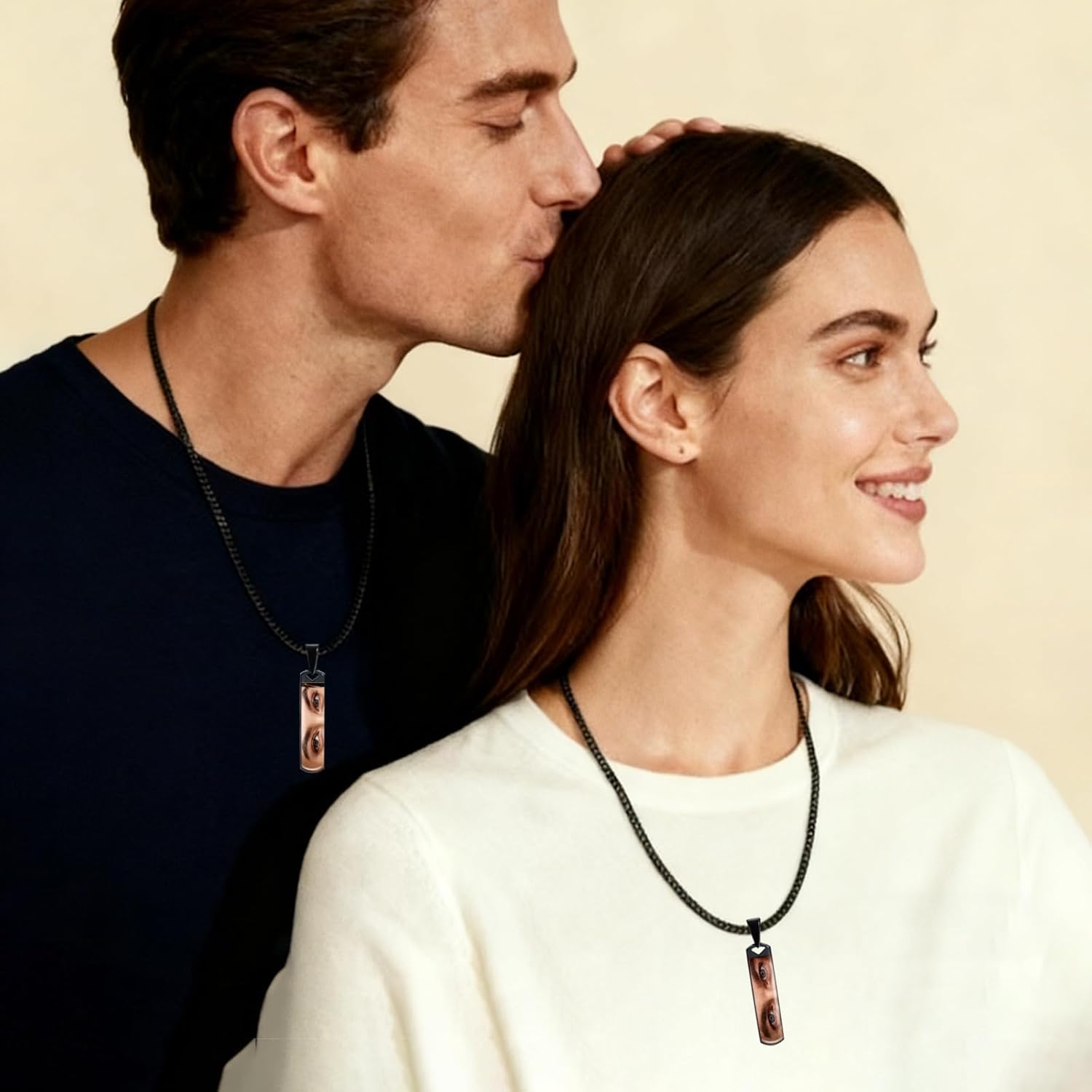 Custom Couples Eye Photo Necklace - Personalized Lovers Eye Picture Necklaces Engraved Love Gift for Boyfriend Girlfriend - Image 3