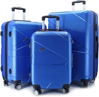 luggage travel trolley with 4 wheels 3 pieces set,blue 9925