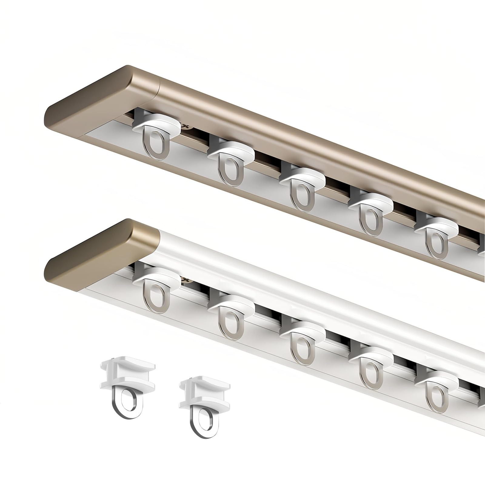 GLDYTVF Champagne Aluminium Curtain Track - 125cm Ceiling & Wall Divider for Windows & RVs Versatile Room Partition Solution Smooth Gliding Easy Installation