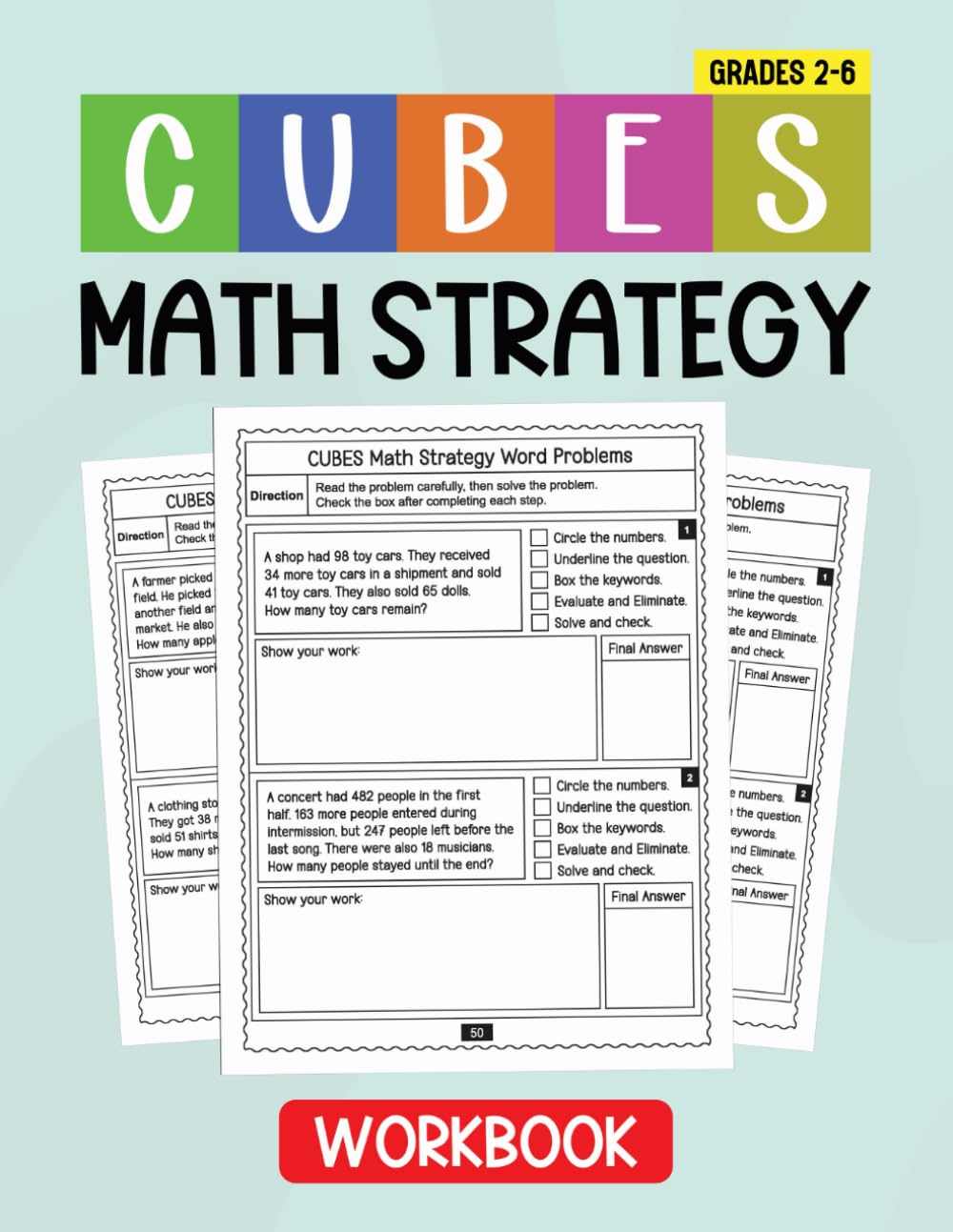 CUBES Math Strategy Workbook: Practice Solving 2 and 3 Digit Addition and Subtraction Word Problems
