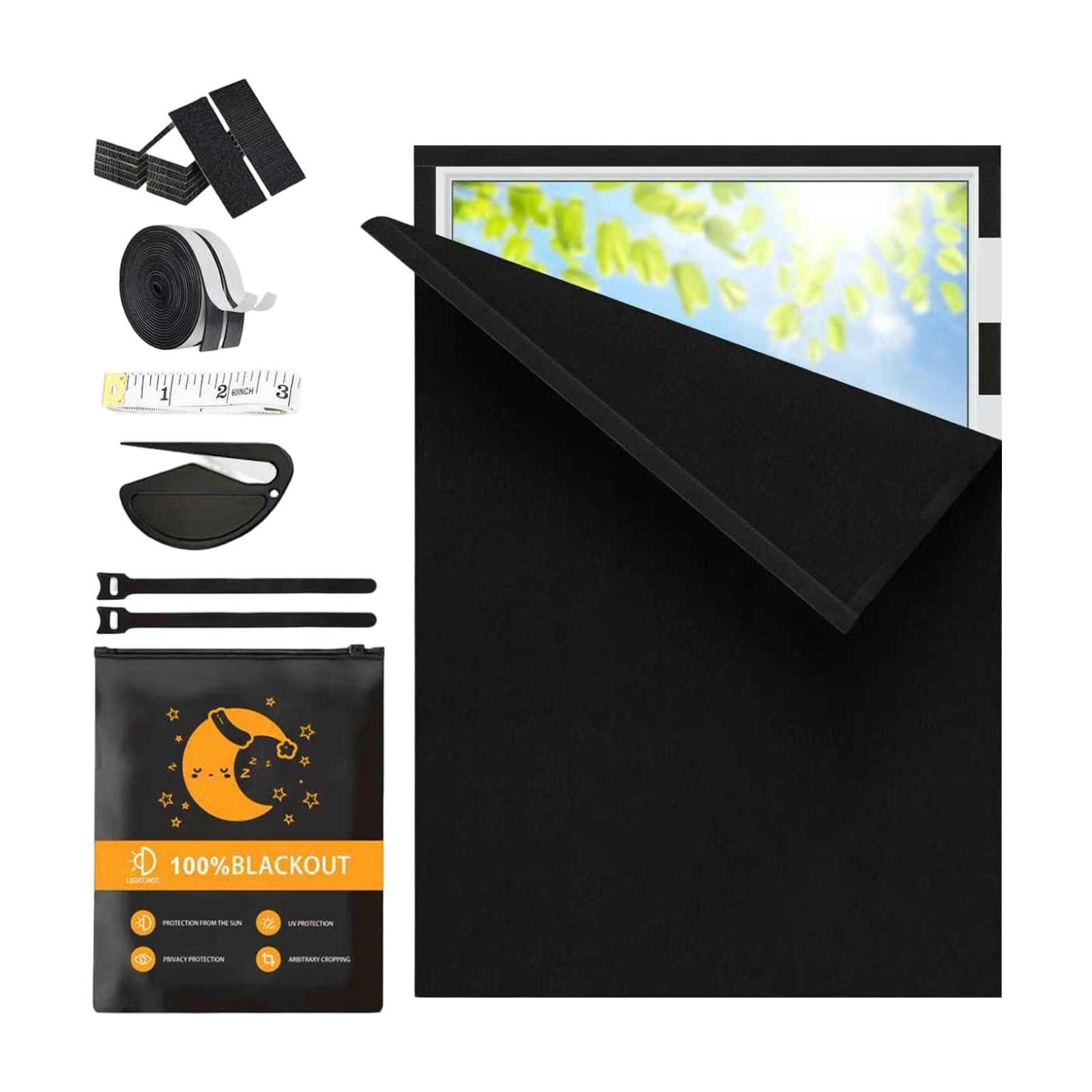 JSGHGDF Cotton Curtain Complete Blackouts Wrinkled Resistant Window Coverings Not Drill Cuttable Adhesive Window Shade Blind Reducing Curtains