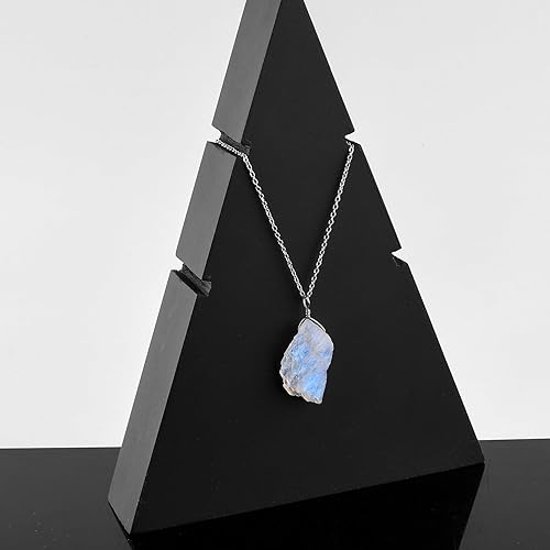 Miniatura 50 de AA Natural Raw Aquamarine Rough Stone Handmade Dainty Pendant Necklace For Women, Healing Chakra Crystals, Birthstone Jewelry, Rhodium Plated 925