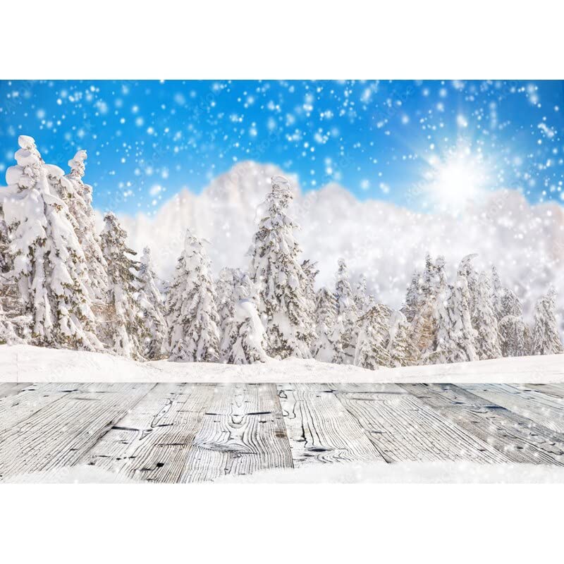 LYWYGG Fondale Fotografico 10x10FT (3x3m) – Vinile Natalizio Con Pupazzo Di Neve, Albero E Regali
