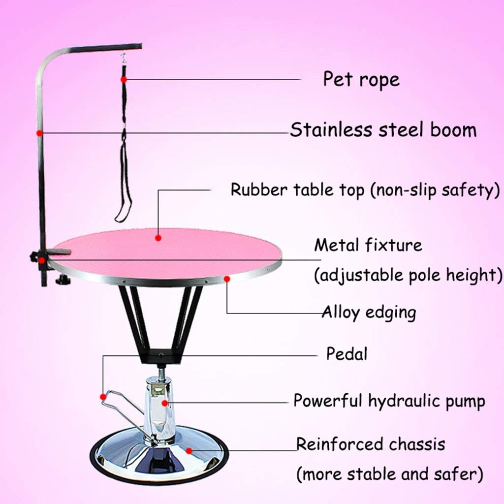 Haustierpflegetisch Leichtes Hunde- und Katzenbadebett Zuhause Verstellbarer, hydraulisch anhebbarer runder Pflegetisch Haustierdusche und Badezubehör (Farbe: A, Größe: 75–85 cm)