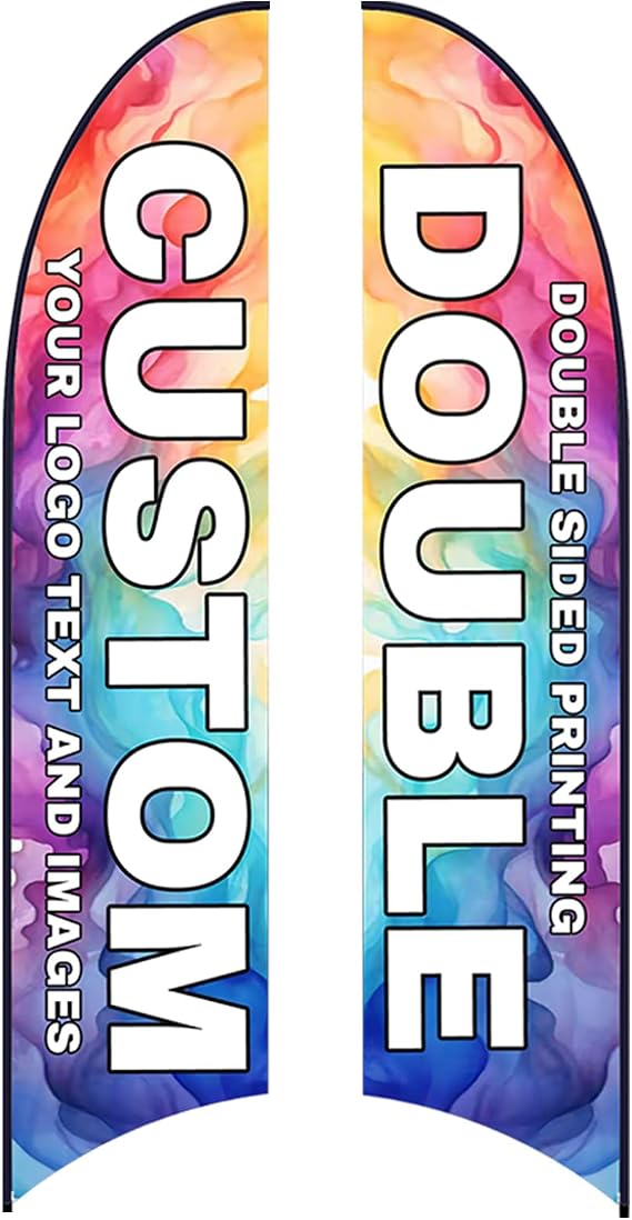 Custom Feather Flag for Business,Personalized Double Sided feather flags with Optional Flagpole Kit,Customized Teardrop and Rectangular Flags with Logo Text for Trade Show/Outdoor Advertising