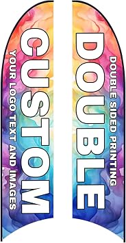 Custom Feather Flag for Business,Personalized Double Sided feather flags with Optional Flagpole Kit,Customized Teardrop and Rectangular Flags with Logo Text for Trade Show/Outdoor Advertising
