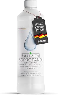 PURIVITA Isopropanol 99.9% [500 ml] - Cleaning Alcohol Isopropanol - Pure Alcohol for Cleaning Household and Industry - Isopropyl Alcohol - Disinfectant Pure Alcohol - Ethyl Alcohol 500 ml (pack of 1)