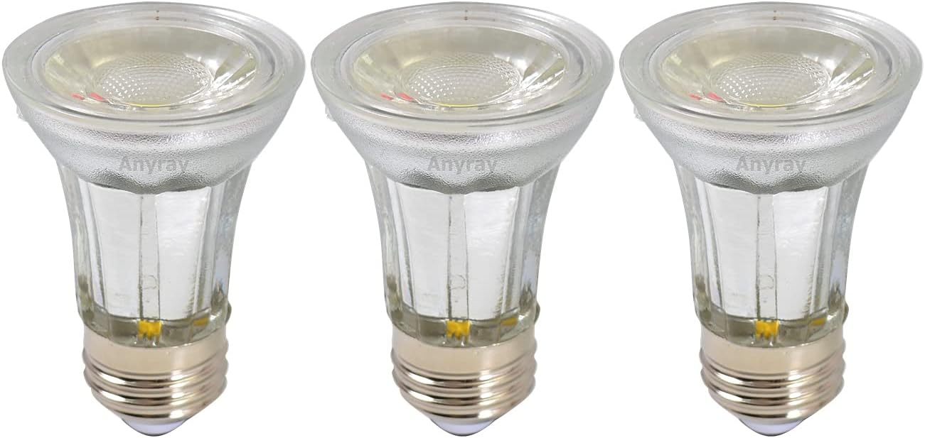 Anyray 3-LED 5W Light Bulbs, 50-Watt Equivalent, PAR16, E26, Dimmable 2700K (Warm White)