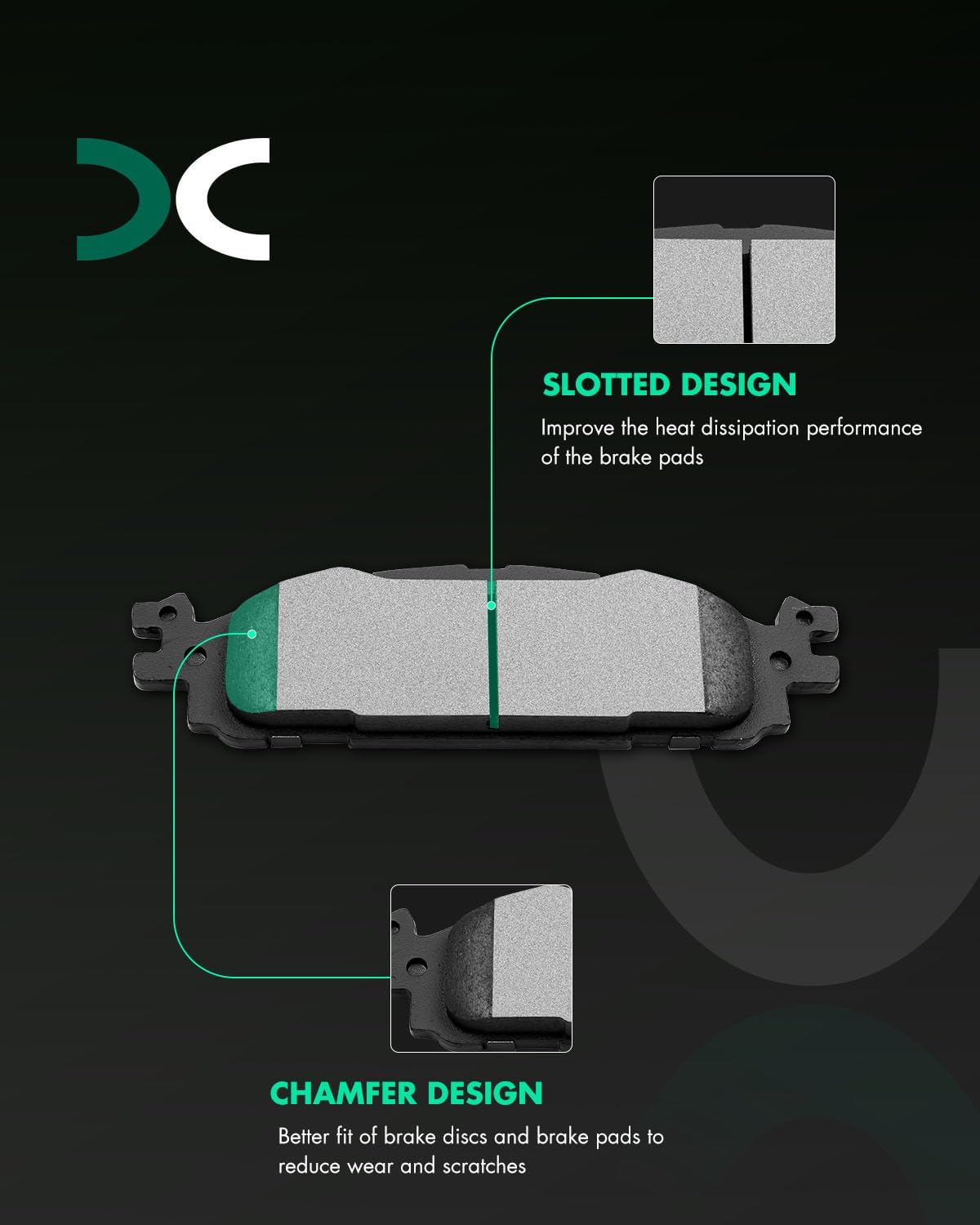 SCITOO Ceramic Brake Pads, 8pcs Front Rear Brake Pads Brakes Kits fit for 11-17 for Ford Explorer,09-19 for Ford Flex,10-19 for Ford Taurus,11 for Lincoln MKS,10-14 for Lincoln MKT