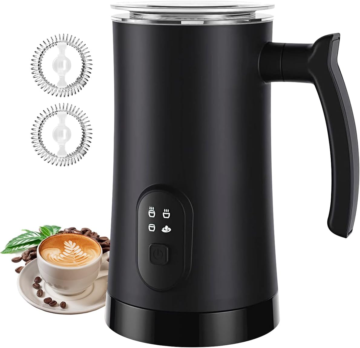 Milk Frother, 4-in-1 Electric Milk Steamer, 350ml/11.8oz Automatic Frother Machine for Coffee, Warm and Cold Foam, Temperature Control for Latte, Cappuccino, Hot Chocolate
