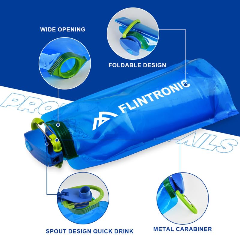 flintronic 700 ml Składany system butelek na wodę * 4 szt., Składana elastyczna butelka na wodę wielokrotnego użytku, składana torba na wodę, z Ce, Certyfikowane Rohs, na kemping, wędrówki, podróże
