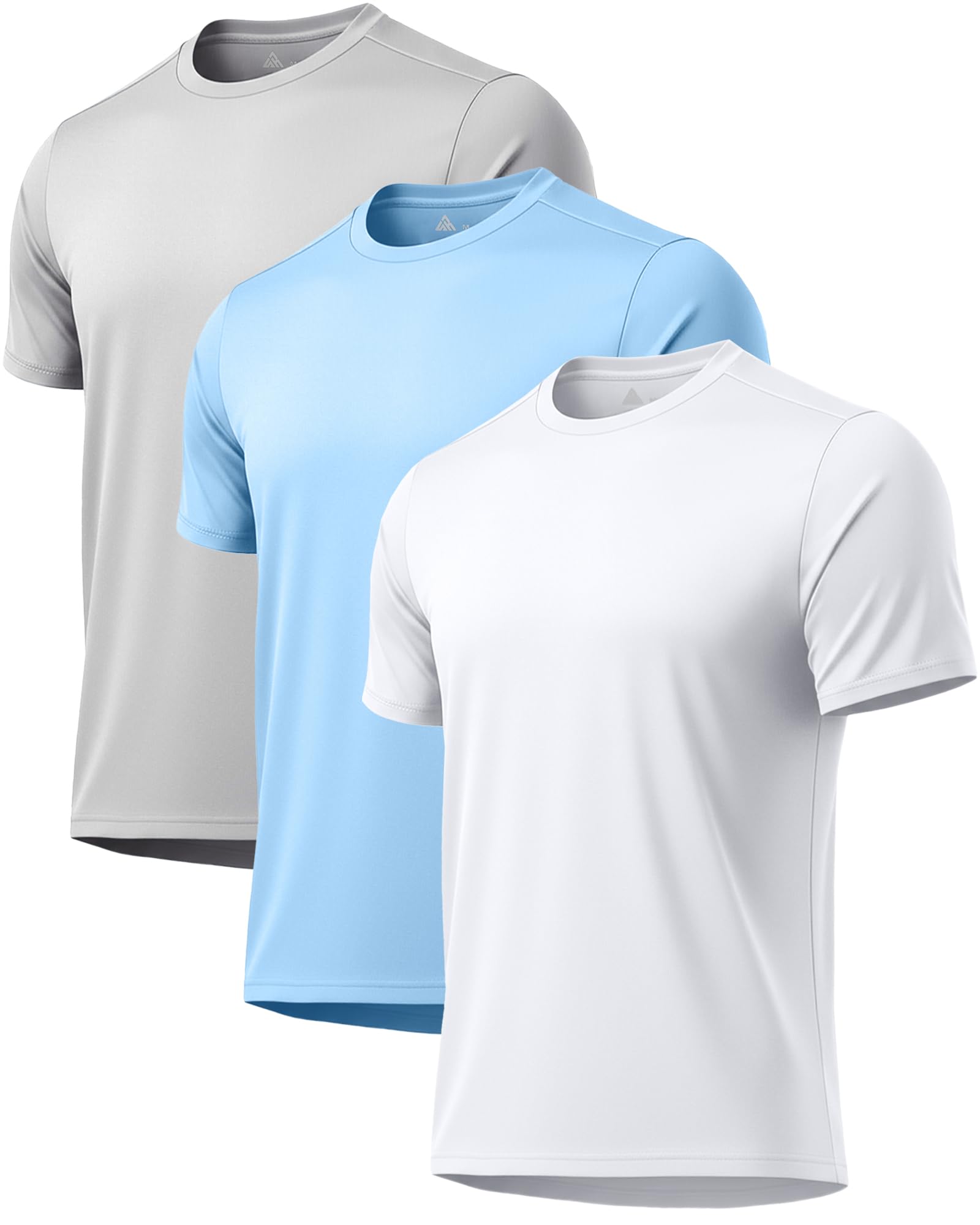 3 Pack Mens Swim Shirt Rash Guard Workout Shirts UPF 50+ Short Sleeve Fast Dry Sun Protection Lightweight Water Shirt