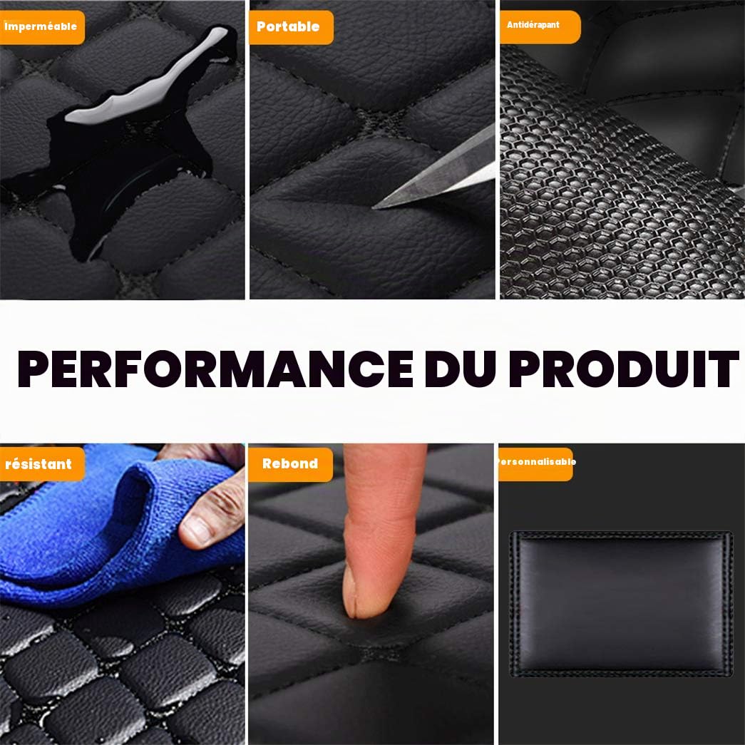 Cobear Tapis de Sol de Voiture pour 98% des berlines, des compactes, des coupés, des Breaks, des cabriolets et des monospaces - Tapis de Sol Auto en Cuir synthétique imperméable,Rouge et Noir