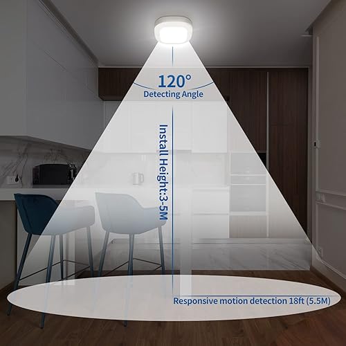Miniatura 26 de Luces LED activadas con sensor de movimiento para armario, luz de techo LED inalámbrica activada para interiores, funciona con pilas, 300 lm