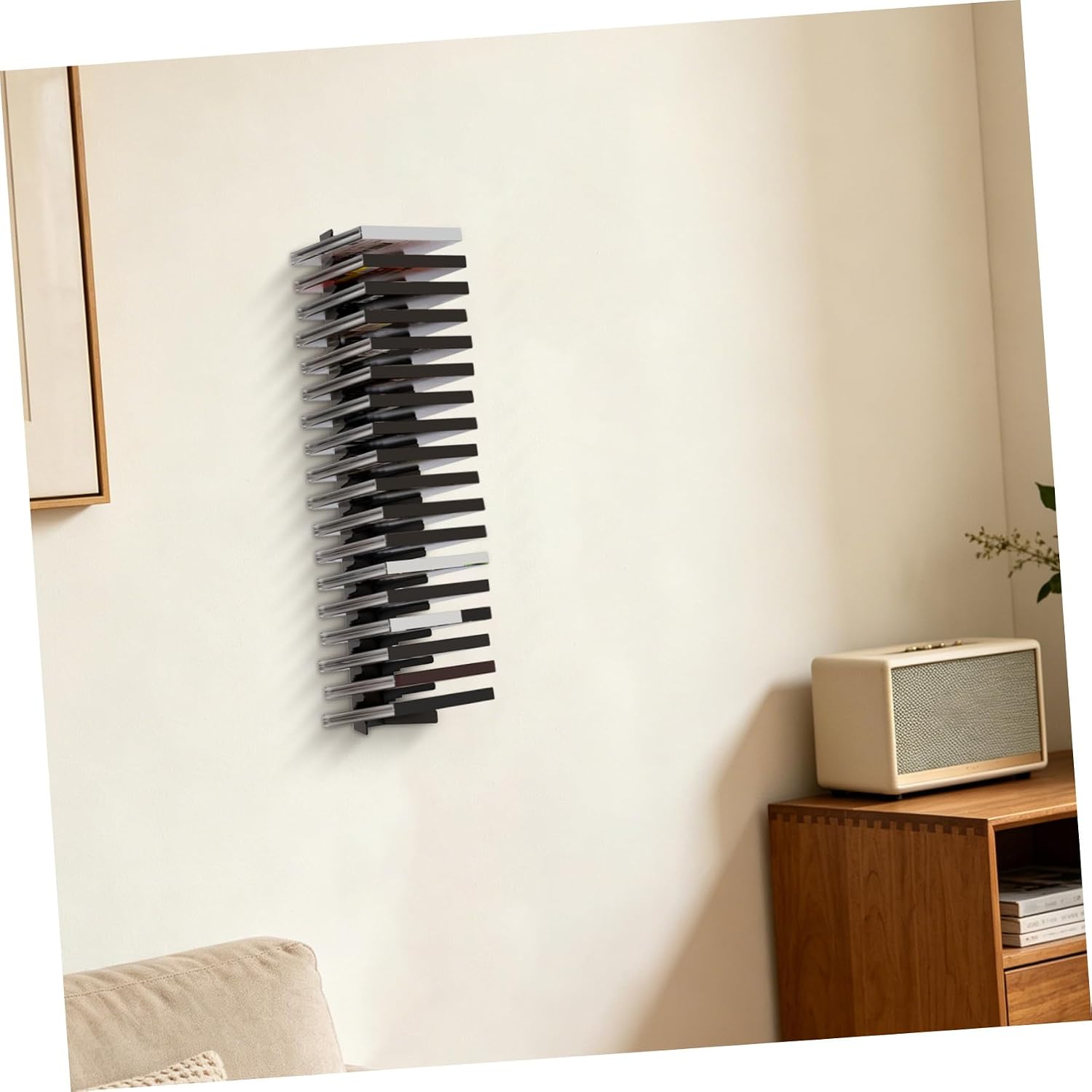 4pcs Media Storage Unit: Wall Mounted CD DVD Display Rack - Space Saving Game Disc Holder - Heavy Duty Steel Shelf for Organized Gaming Collections