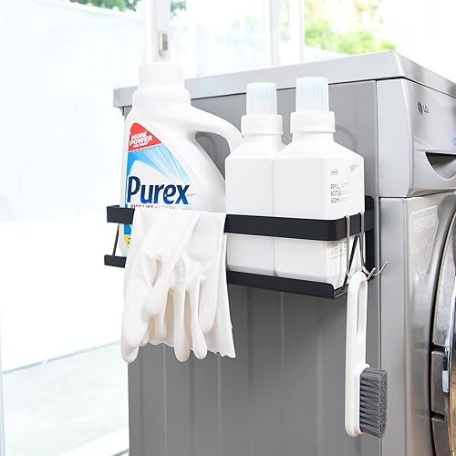 Miniatura 7 de Estante de especias para refrigerador, cocina, hogar, organización y almacenamiento adhesivo (paquete de 2, negro)