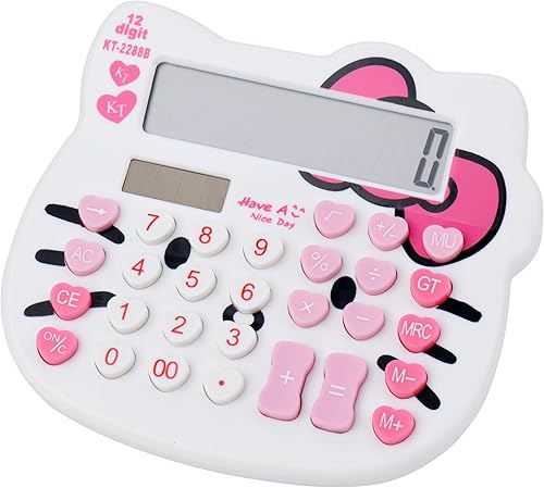 Calculadoras de escritorio para mujer, calculadora de escritorio de 12 dígitos con pantalla LCD grande y botón sensible, energía solar y de batería