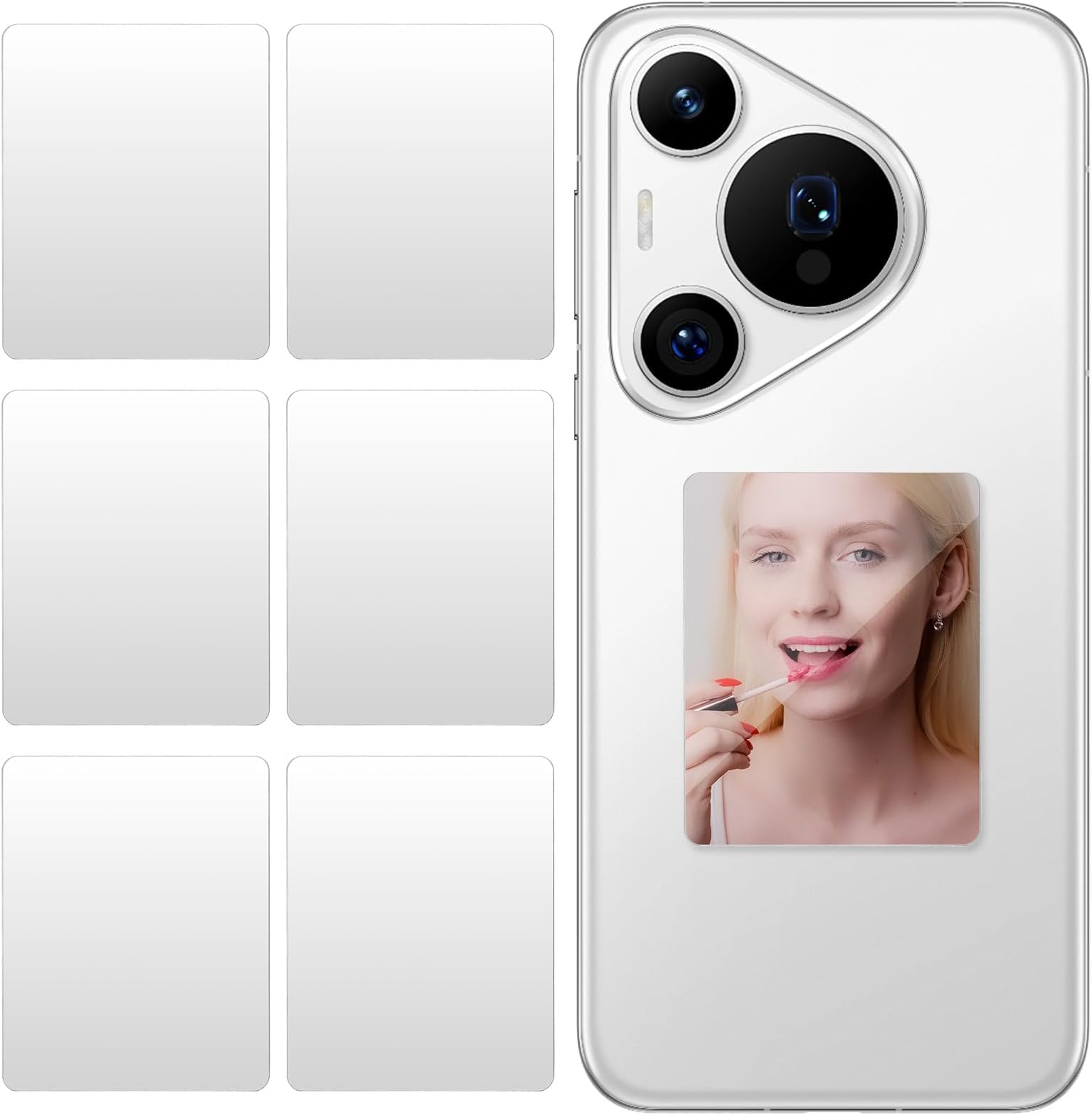 ElevateTech Mirror Decal for Smartphone, 6 Pcs Rectangle Phone Mirror Stick on Phone Case Back Stick-On Mirrors Smartphone Charm Acrylic Make up Mirrors for Cellphone Back Decor, Silver