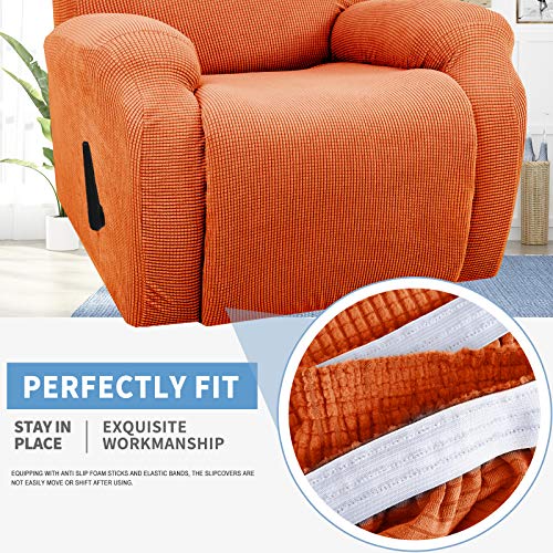 Jiviner Super Stretch Recliner Chair Covers 4 Pieces Sofa Slipcover For Recliner Chair Spandex Soft Recliner Slipcover With Pockets Recliner Furniture Protector (Recliner, Orange) #TOP3