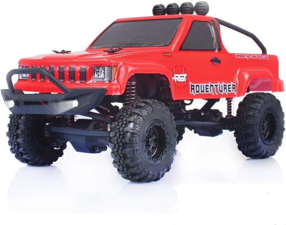 RGT RC Crawlers 1/24 Scale 4WD Off Road RC Car 4x4 Mini Monster Truck RTR LiPo Rock Crawler Adventurer with Lights (red)