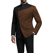 Mens Chinese Suit Mandarin Collar 2 Piece Suits for Business | Men Slim Fit Suit, Stand Collar Suits, Traditional Wedding Suits, Tuxedo for Casual