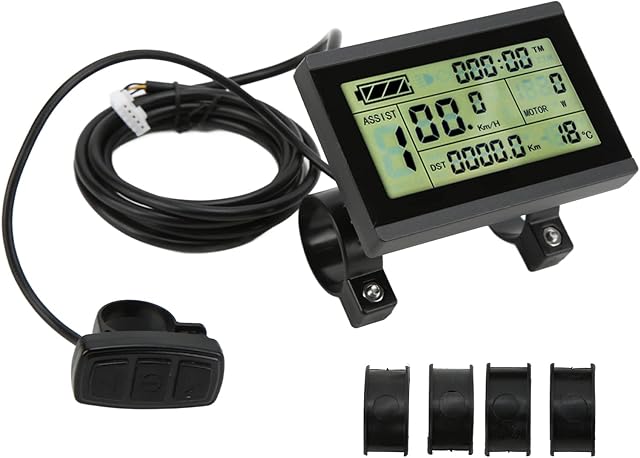 Bicycle Speedometer Odometer,Electric Bicycle LCD Display Meter 24V 36V 48V S866 Control Panel with Waterproof Plug Replacement for Electric Bikes