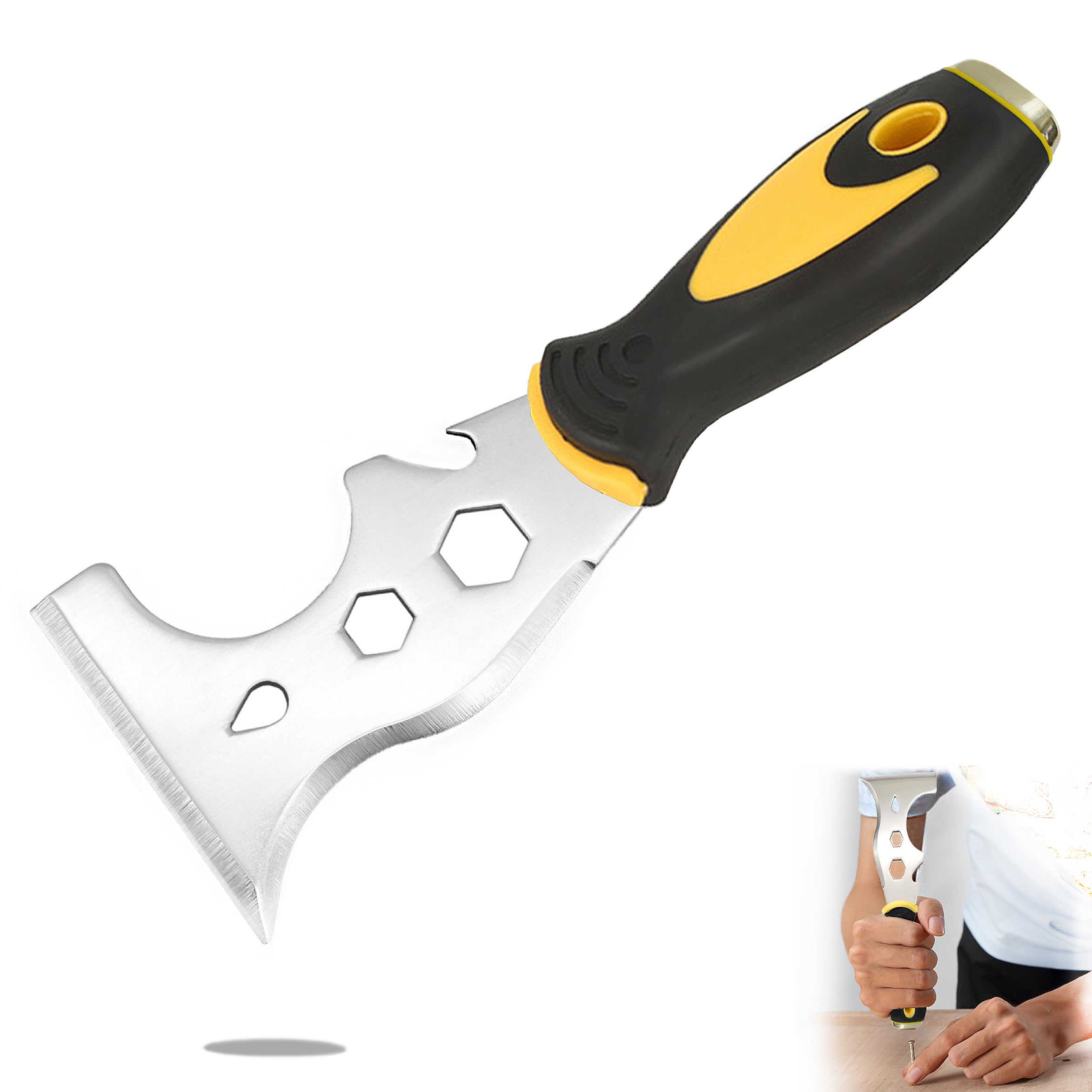 Paint Scraper - 13-in-1 Multi-Function Painter‘s Tool Kit for Removing Paint & Spackle, Scraper for Wood, Metal, Wall with Putty Knife, Wallpaper Scraper & Glazing Tool