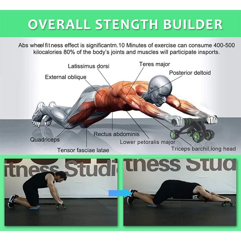 XININ Ab Roller Fitness Rad Set Vier Rad Fitness Rad Übung Im Freien Bauchmuskeltraining Fitness Ausrüstung