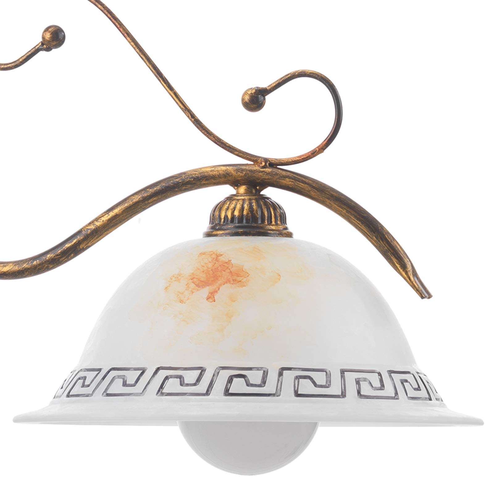 ONLI Lampadario 2 luci Giorgio in Metallo Marrone spennellato Oro e vetri sfumati, Bronzo