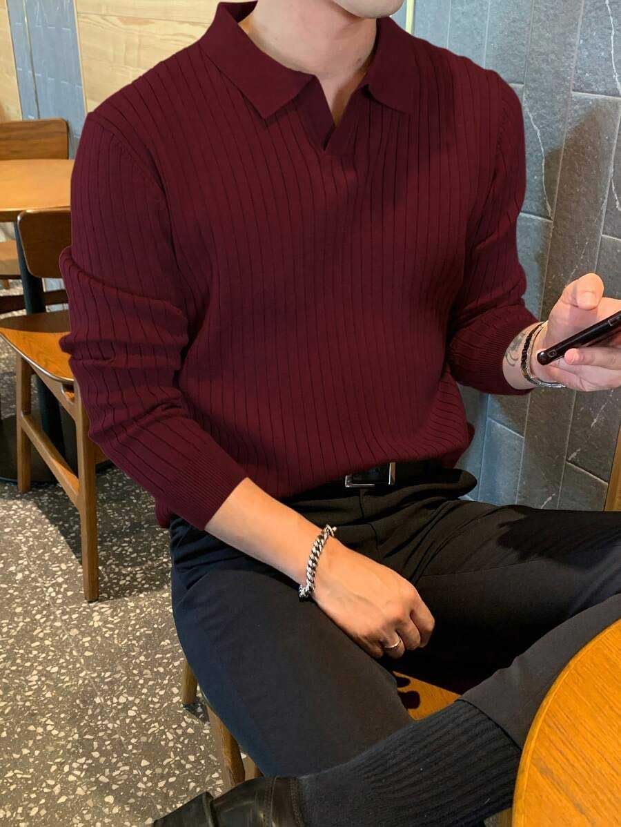 Collor Solid Men's Winter Jumper