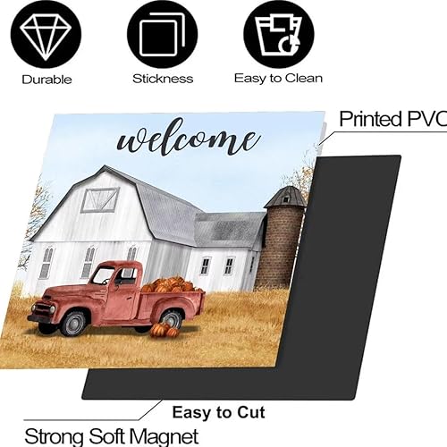 Miniatura 5 de Adhesivo de vinilo con imán de calabaza de cosecha para lavavajillas, cubierta magnética de bienvenida para refrigerador, calcomanía magnética para