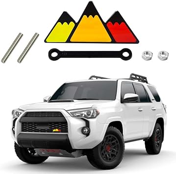 Mingxuan Store MingxuanStore Tri-Color Grille Emblem Car Truck Badge for Tacoma 4Runner Tundra Sequoia Rav4 Highlander Decoration Accessories Triangle-Yellow, Orange, Red