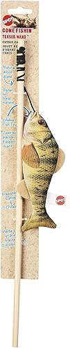 Miniatura 3 de SPOT Fanatic Fish Teaser Wand para gatos – Juguete realista para gatos con hierba gatera y arrugado, juguete interactivo para batear, golpear y