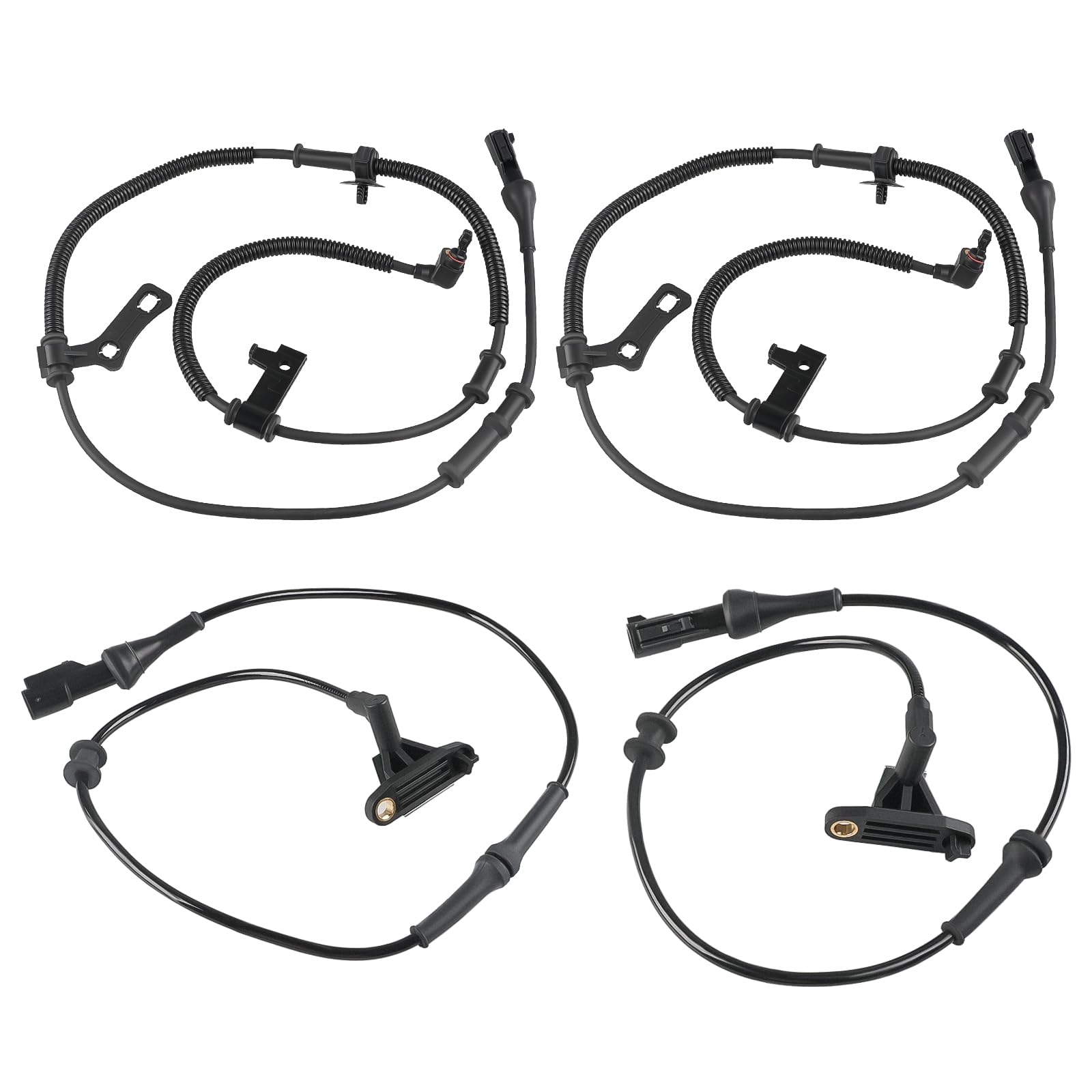 WMPHE 4 Pcs ABS Wheel Speed Sensor Compatible with Ford Explorer Mercury Mountaineer 4.0L V6 and 4.6L V8 2006 2007 2008 2009 2010, Replacement for 6L2Z2C204A, 8L2Z2C190A, 8L2Z2C190B, Front and Rear