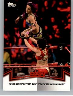 2018 Topps WWE Women's Division Memorable Matches and Moments #RAW-6 Sasha Banks Defeats Bayley Wrestling Trading Card