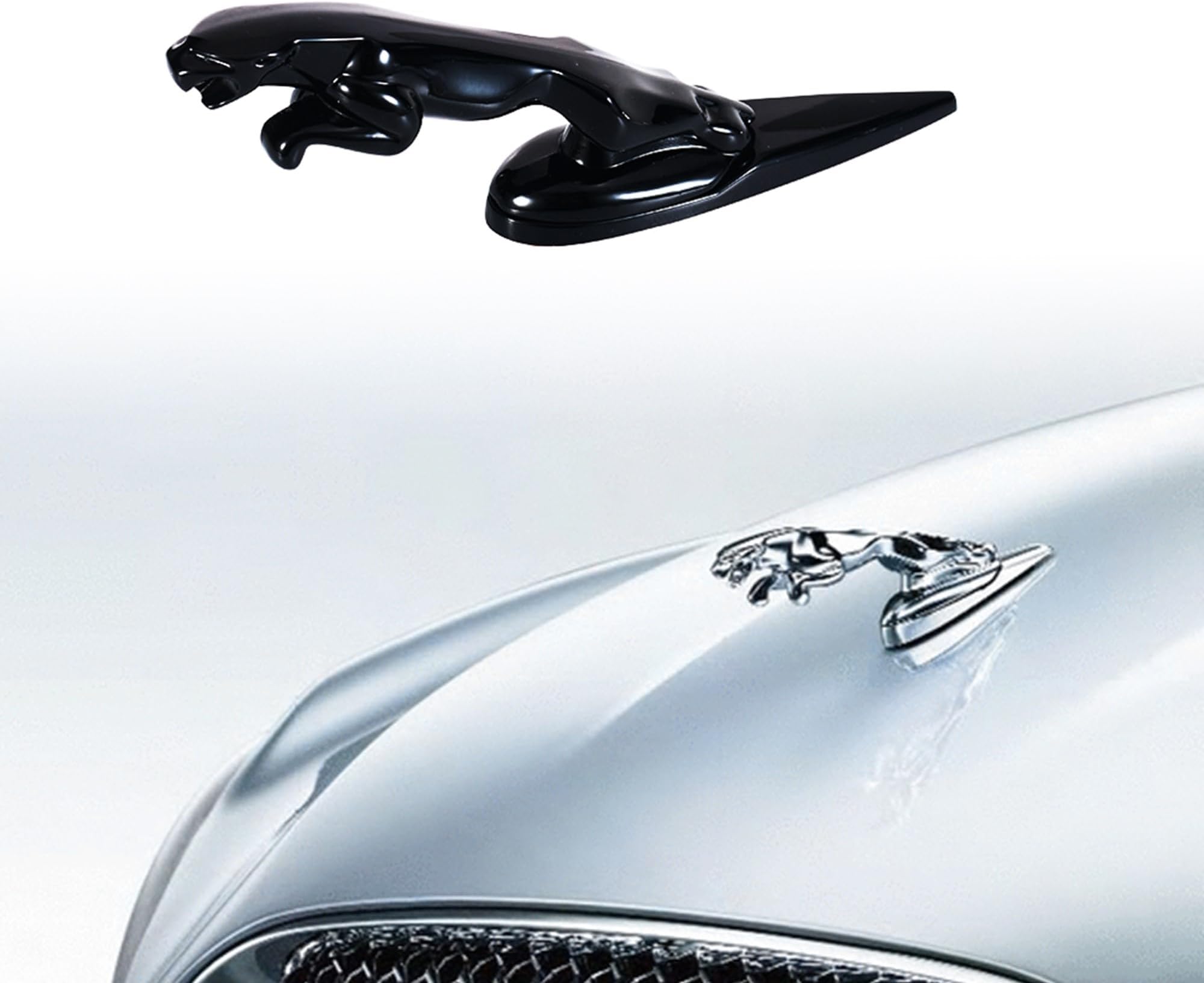 Hood Emblem - Compatible with XE, XF, XJ JG Accessories- 3D Classical Design - Hood Emblem in Chrome/Black Finish(Black)