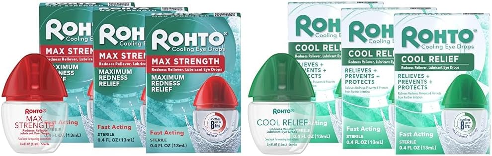 Rohto Max Strength Redness Reliever Eye Drops (3 Pack) Cool Relief Eye Drops (3 Pack)