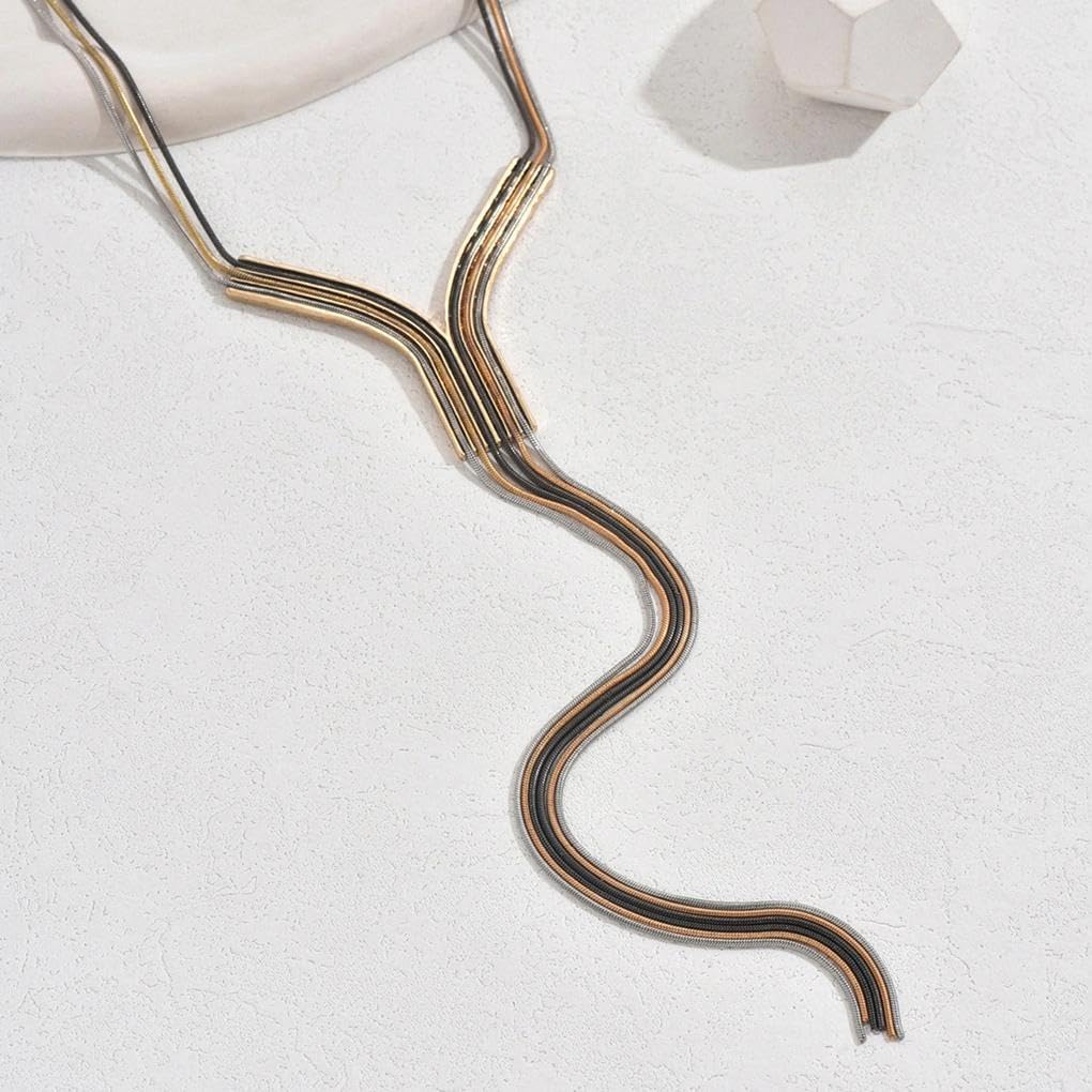 Long tassel Y-Necklace for Women,Exaggerated Geometric Statement Sweater Chain Necklace Fashion Formal Party Christmas Jewelry Accessory Gifts - Image 6