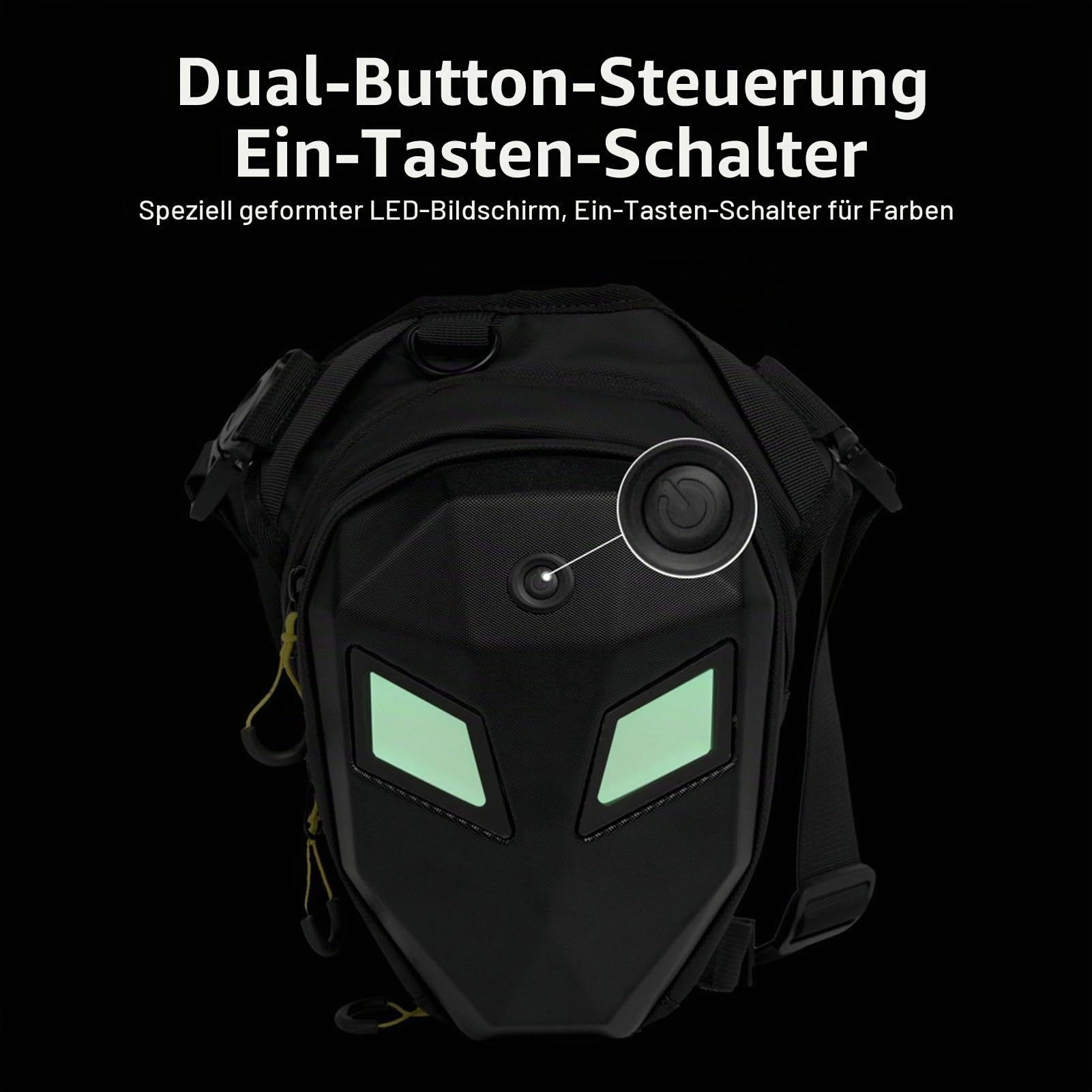 Lixada Beintasche Motorrad mit Augen LED, Wasserdicht Oberschenkeltasche für Herren Damen Bauchtasche Gürteltasche, Sport Beintasche für Laufen, Radfahren, Motorrad, Wandern, Arbeit