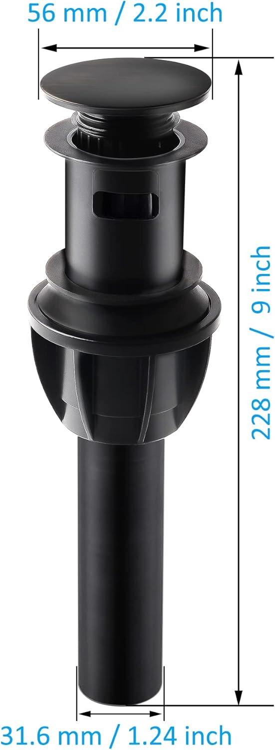 2 Pack Pop up Drain Stopper with Overflow, Push Button Sink Drain for Bathroom Sink Vessel Sink Vanity Sink, Pop up Sink Drain Bathroom Sink Drain, Push Sink Stopper Oil Rubbed Bronze