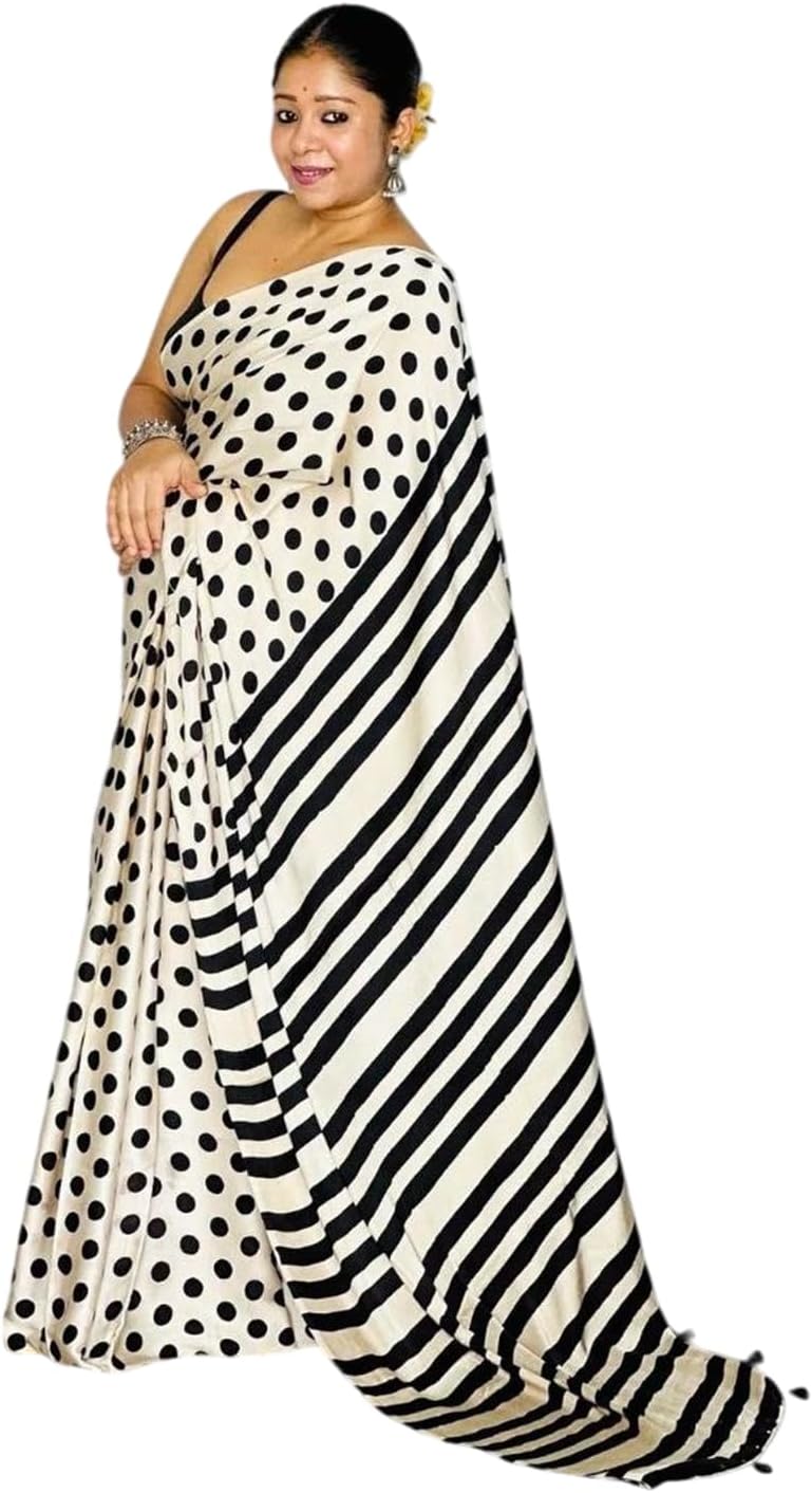 MOHIT CREATIONS Saree for women Original Japan Satin Digital Print Elegant Indian Ethnic Unstitsched Blouse Piece