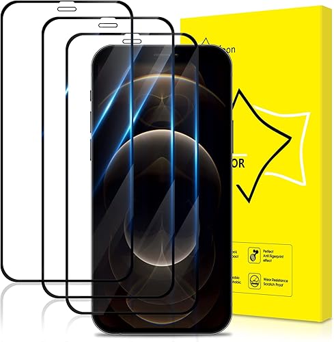 Paquete de 3 protectores de pantalla para iPhone 12 Pro Max (6.7 pulgadas) de vidrio templado cobertura completa HD fácil instalación resistente a