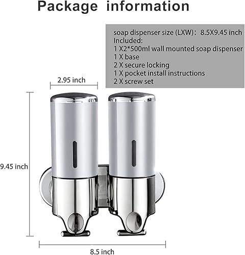 Non Drill +Drill - Dispensador de bomba de ducha de baño de 16.9 fl oz, dispensador de jabón y acondicionador para baño, cocina, mercado, hotel