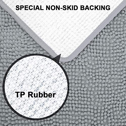 Secura 47″ x 28″ Bathroom Rugs – Ultra-Soft Absorbent Chenille Bath Mat, Machine Washable & Non-Slip Bath Mats for Bathroom, Shower, Tub & Home Decor (Gray)