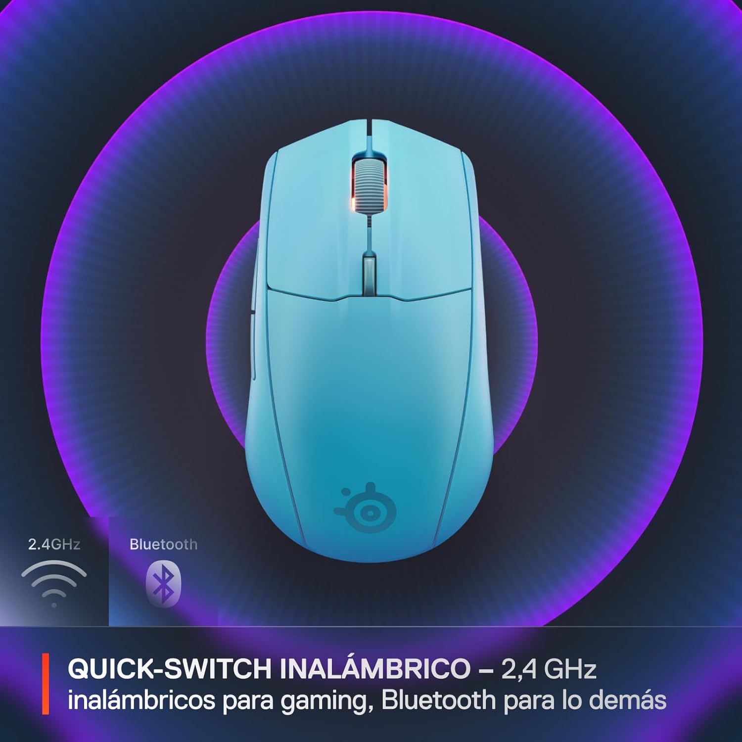 SteelSeries Rival 3 Wireless Gen 2 – Raton Gaming – 2,4GHz y Bluetooth – Sensor óptico TrueMove Air de 18000 dpi – Durabilidad de 60 M de clics – Ligero – Deslizadores 100% PTFE – Aqua 4
