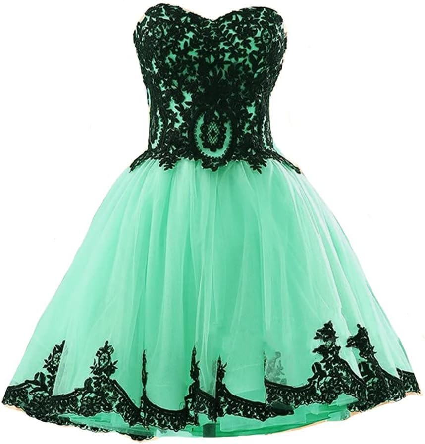 Kivary Short Tulle Vintage Black Lace Gothic Prom Homecoming Cocktail Party Dresses - Image 7