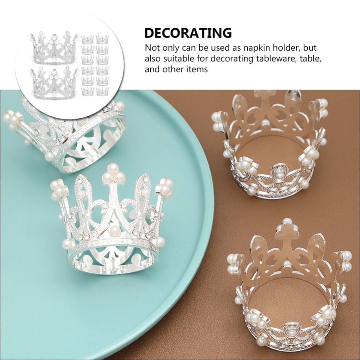 12 Pezzi Anelli Portatovaglioli Corona in Lega di Zinco, Argento | Decorazione Tavola per Cena e Incontri Informali, Centrotavola Portatile, Stile Delicato e Bello