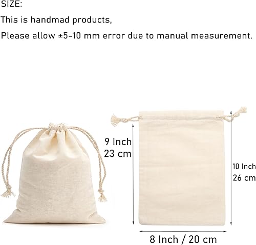 Miniatura 18 de Tendwarm Paquete de 50 bolsas de algodón con cordón de 5.9 x 7.8 pulgadas, bolsas reutilizables de muselina para fiestas, bodas, almacenamiento