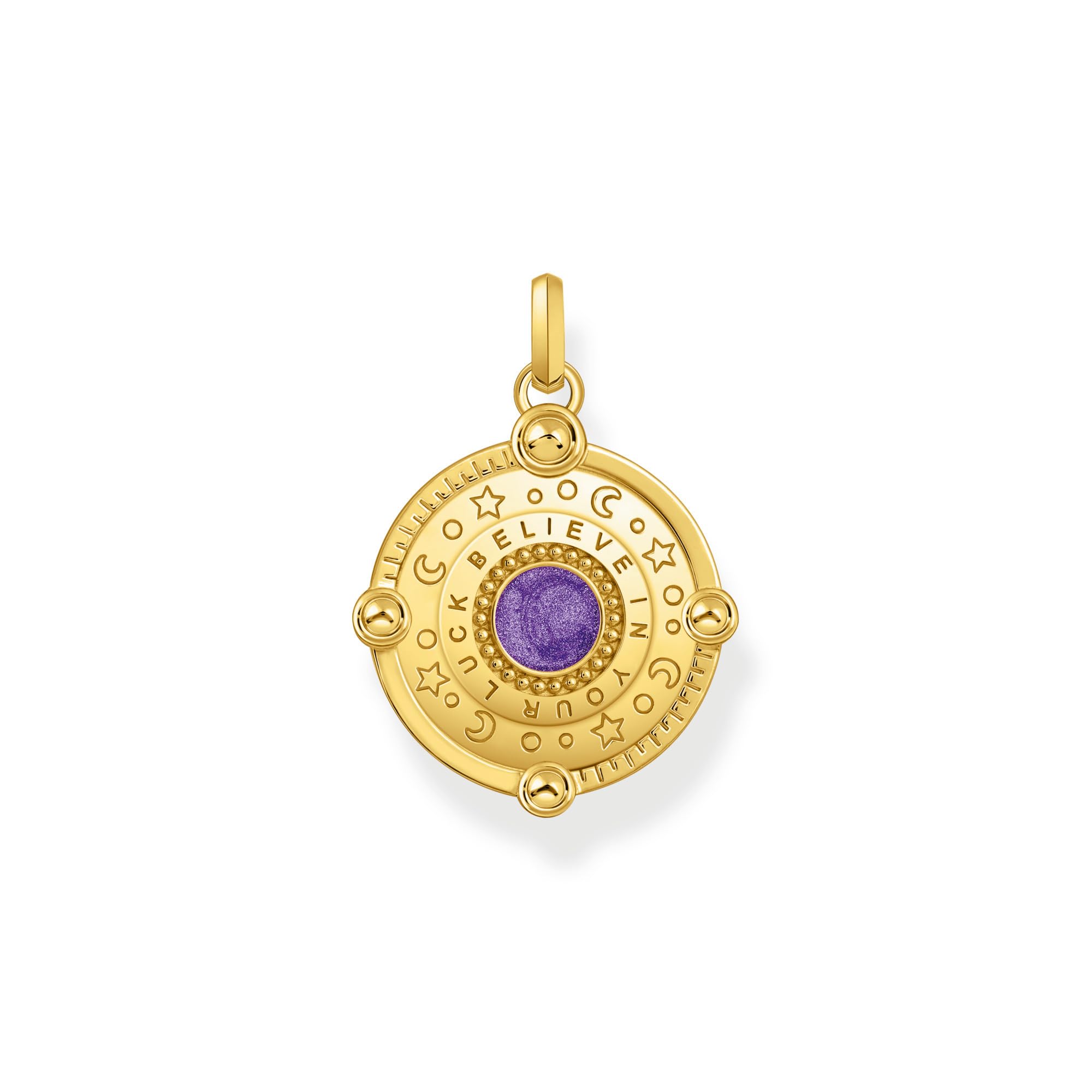 THOMAS SABO Kettenanhänger Auge mit kosmischen Details und bunten Steinen Silber vergoldet Kaltemail, 925 Sterlingsilber