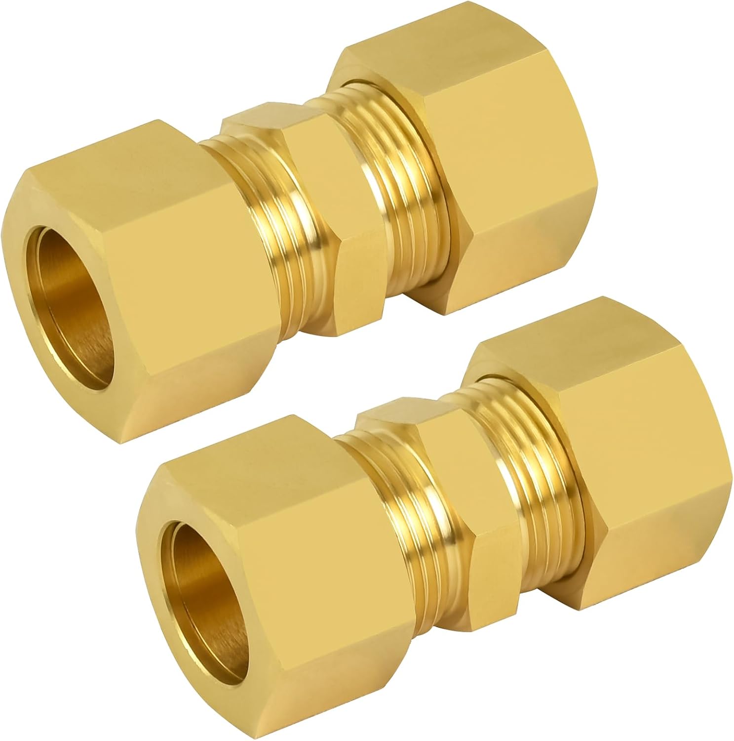 MuHize 5/8" OD Brass Compression Fitting - Heavy-Duty Leakproof Union Connector for Truck Air Brake Systems & Industrial Trailers, Easy No-Tools Installation, Corrosion-Resistant (2-Pack)